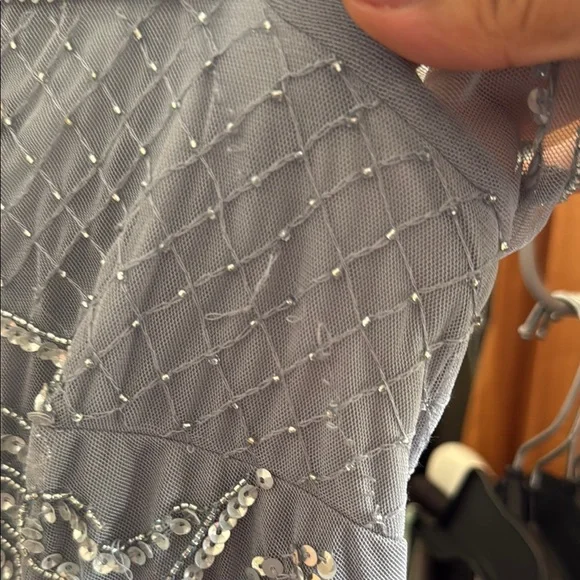 Elegant Gray Mesh Sequin Top - Picture 2 of 5